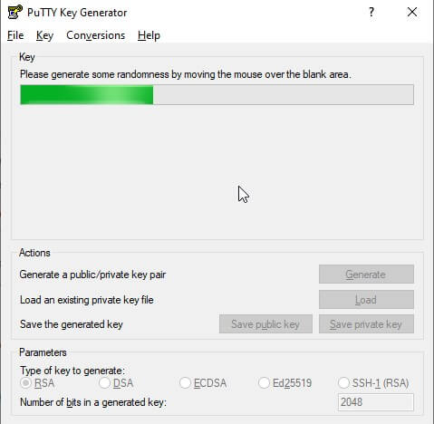 PuttyGen Generate keys